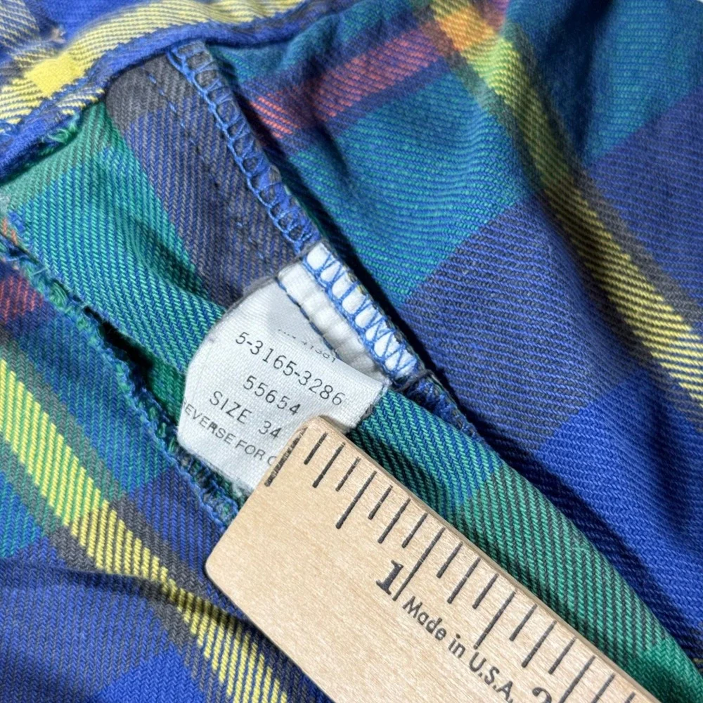 VTG Polo Ralph Lauren Double Pleated Shorts Mens 34 MultiColor Tyler USA Made